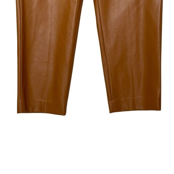 J Crew Kate Brown Straight Leg Faux Leather Pants | Size 16 - Picture 2 of 8